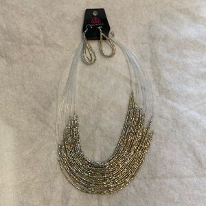 Paparazzi silver and gold seed bead floating necklace